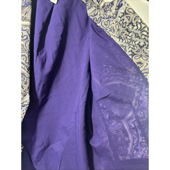 Chicos Women Blazer Jacket XXL Paisley Blue Purple Lined Pockets Long Sleeves - Picture 7 of 9